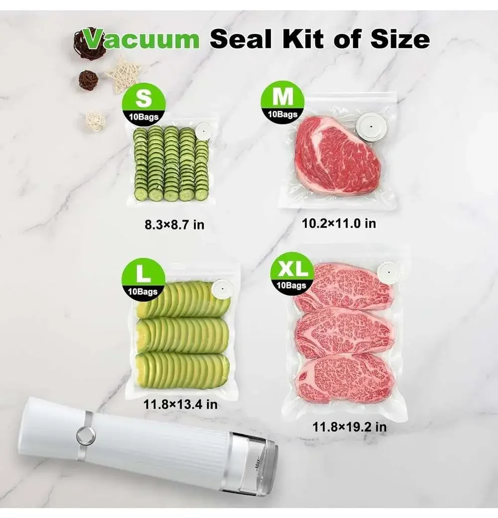 Vacuum Sealer for Food, Compact Vacuum Sealer Machine + 40 Reusable Vacuum Bags